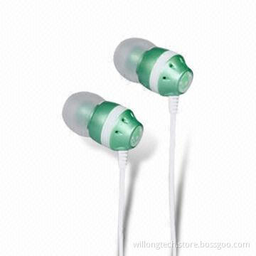 Metallic Earphones for MP3/MP4 Players with Bass Stereo Sound Quality and Available in Eight Colors